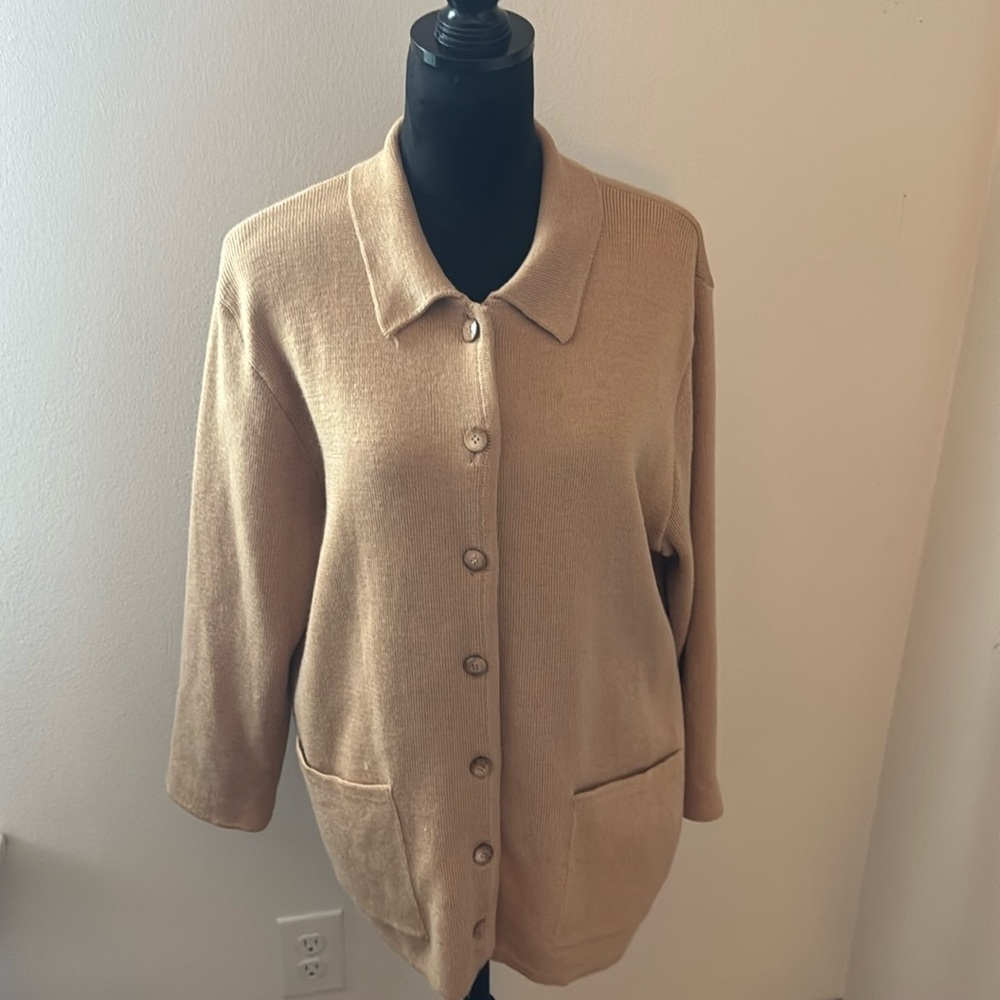 La Redoute  BEST camel color buttoned down‎ front pockets wool cardigan sweater